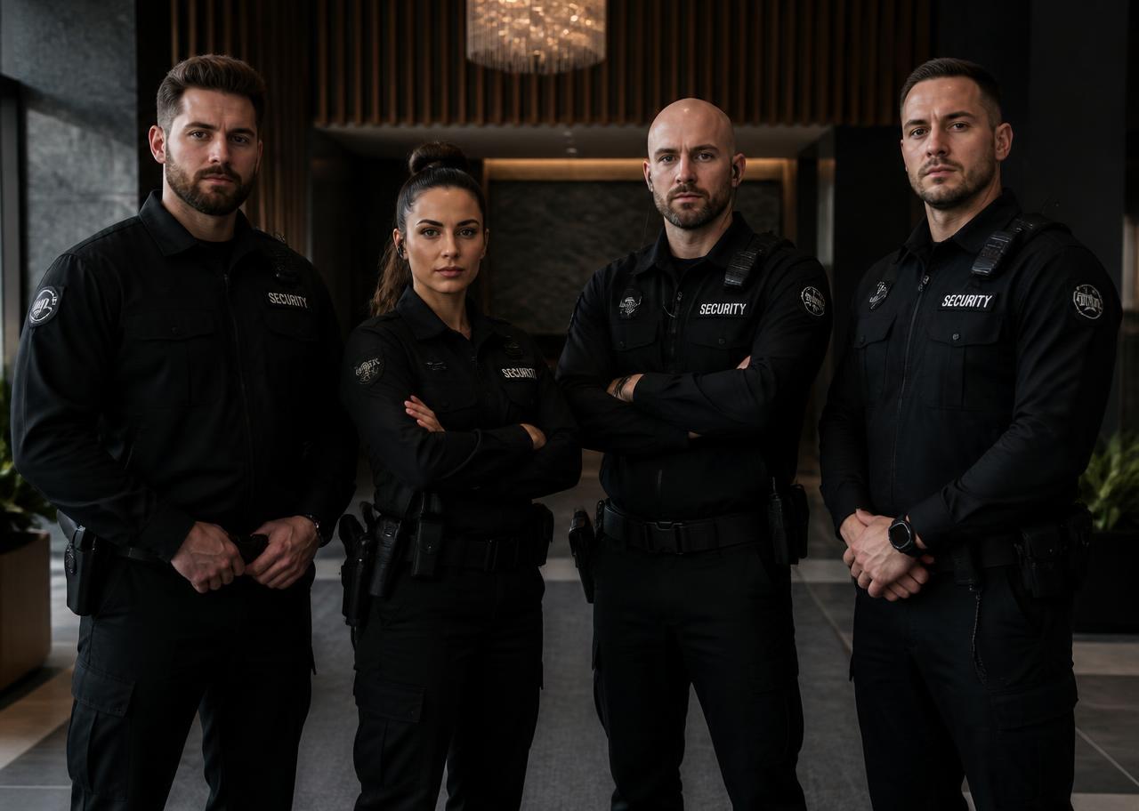 Team der Iron Shield GmbH in Sicherheitsuniform